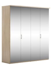 Wiemann Peyton Rustic Oak Mirror Semi Fitted 4 Door Wardrobe - Image 3 of 4