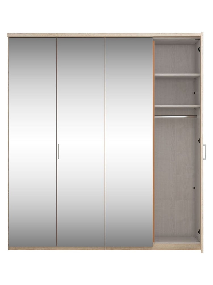 Wiemann Peyton Rustic Oak Mirror Semi Fitted 4 Door Wardrobe - Image 4 of 4