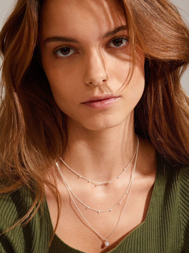 PILGRIM Silver Tone Chayenne Recycled Layered Crystal Necklace - Image 3 of 3