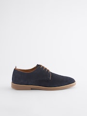Navy Blue Suede Derby Shoes - Image 2 of 8