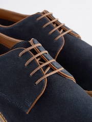 Navy Blue Suede Derby Shoes - Image 4 of 8
