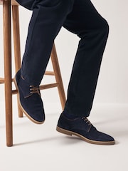 Navy Blue Suede Derby Shoes - Image 7 of 8