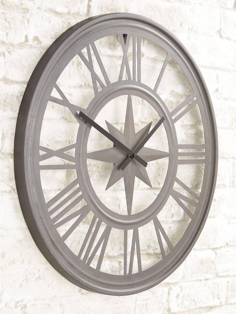 Black 60cm Outdoor Compass Wall Clock - Image 1 of 3
