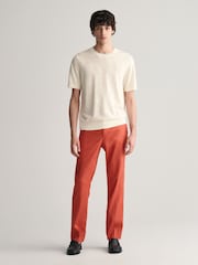 GANT Cream Knitted Cotton Linen T-Shirt - Image 7 of 9