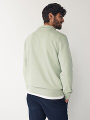 GANT Green Smokey Olive Canvas Shield Half Zip Sweatshirt - Image 3 of 5