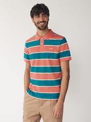 GANT Green 100% Cotton Multi Striped Piqué Polo Shirt - Image 1 of 1