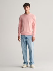 GANT Pink Classic Cotton Crew Neck Jumper - Image 3 of 5