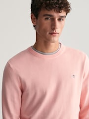 GANT Pink Classic Cotton Crew Neck Jumper - Image 4 of 5