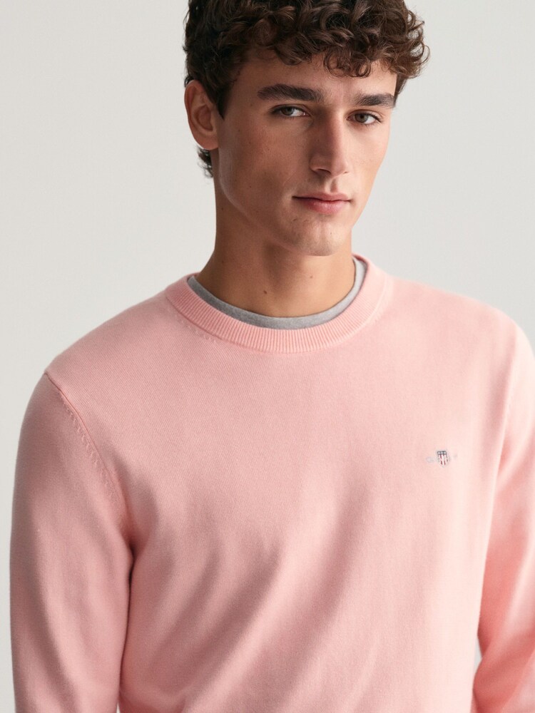GANT Pink Classic Cotton Crew Neck Jumper - Image 4 of 5