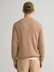 GANT Cream 100% Cotton Pique Crew Neck Jumper - Image 2 of 4