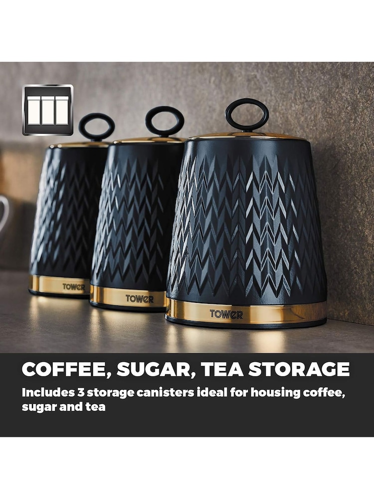 Tower Set of 3 Blue Empire Canisters - Image 1 of 5