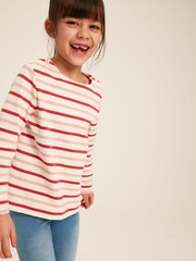 Joules Harbour Pink Striped Long Sleeve Jersey Top - Image 1 of 5