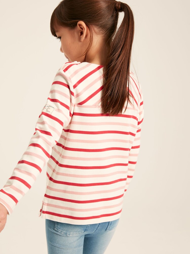 Joules Harbour Pink Striped Long Sleeve Jersey Top - Image 2 of 5
