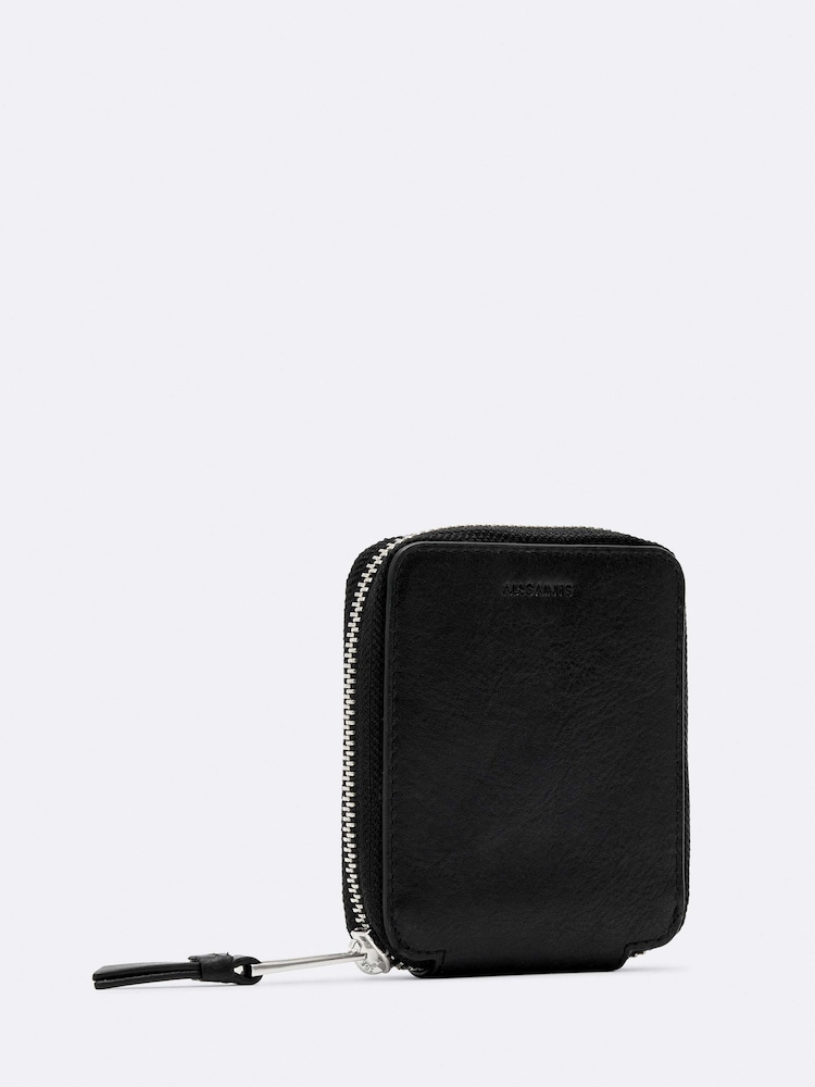 AllSaints Black Clymer Zip Wallet - Image 2 of 2