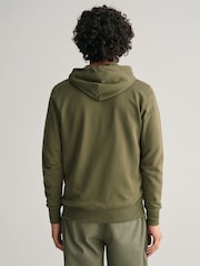 GANT Green Regular Fit Shield Zip Up Hoodie - Image 2 of 5