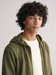 GANT Green Regular Fit Shield Zip Up Hoodie - Image 4 of 5