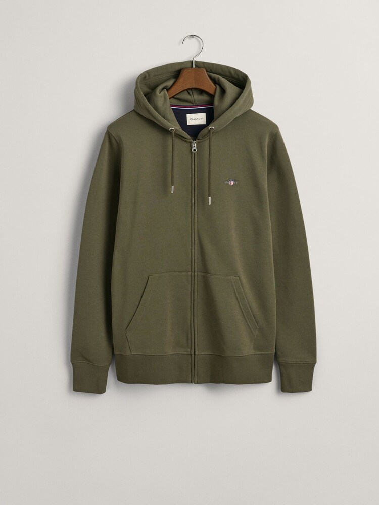 GANT Green Regular Fit Shield Zip Up Hoodie - Image 5 of 5