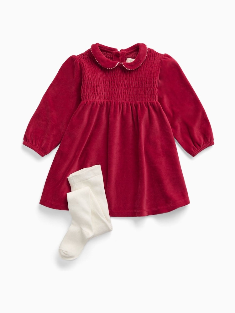 MORI Velour Dress & Tights Set - Larawan 1 ng 2 MORI Velour Dress & Tights Set - Larawan 1 ng 2
