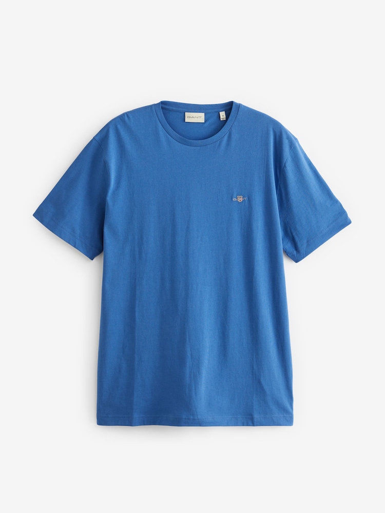 GANT Light Blue 100% Cotton Shield Logo T-Shirt - Image 4 of 4