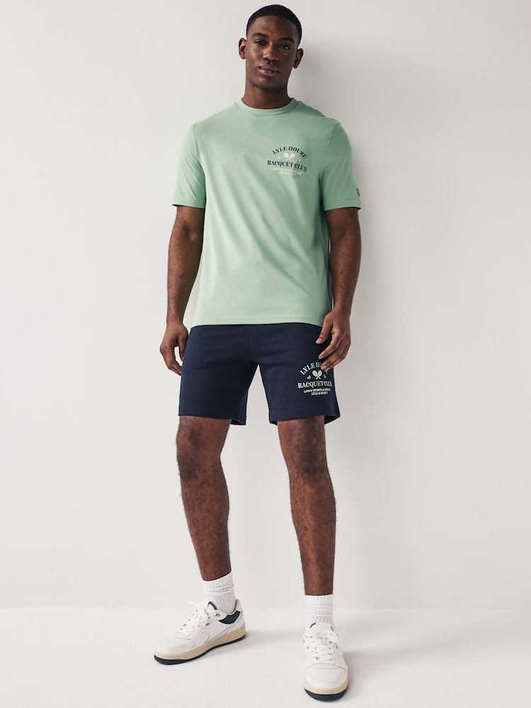 Lyle & Scott Green Racquet Club Graphic Print 100% Cotton T-Shirt - Image 2 of 5