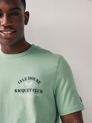 Lyle & Scott Green Racquet Club Graphic Print 100% Cotton T-Shirt - Image 5 of 5