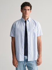 GANT Dark Blue Regular Fit Oxford Short Sleeve 100% Cotton Shirt - Image 1 of 6