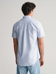 GANT Dark Blue Regular Fit Oxford Short Sleeve 100% Cotton Shirt - Image 2 of 6