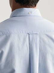 GANT Dark Blue Regular Fit Oxford Short Sleeve 100% Cotton Shirt - Image 5 of 6
