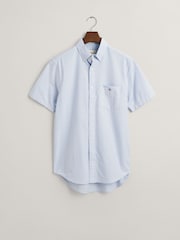 GANT Dark Blue Regular Fit Oxford Short Sleeve 100% Cotton Shirt - Image 6 of 6