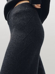 Navy Blue Knitted Wide Leg Joggers - Image 2 of 5