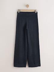 Navy Blue Knitted Wide Leg Joggers - Image 3 of 5