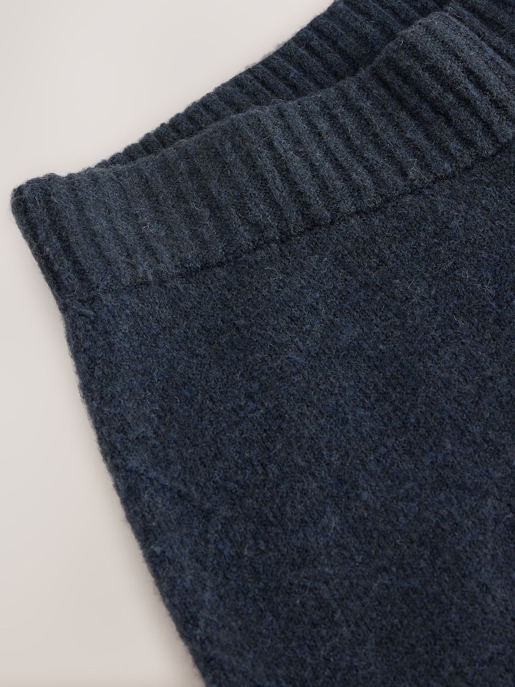Navy Blue Knitted Wide Leg Joggers - Image 5 of 5