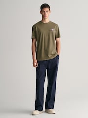 GANT Green 100% Cotton Embroidered Archive Shield T-Shirt - Image 3 of 5