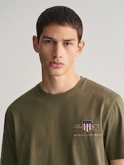 GANT Green 100% Cotton Embroidered Archive Shield T-Shirt - Image 4 of 5