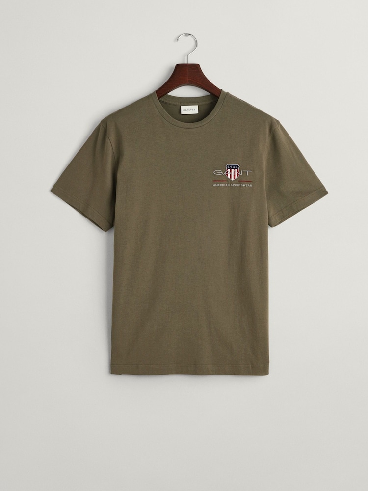 GANT Green 100% Cotton Embroidered Archive Shield T-Shirt - Image 5 of 5