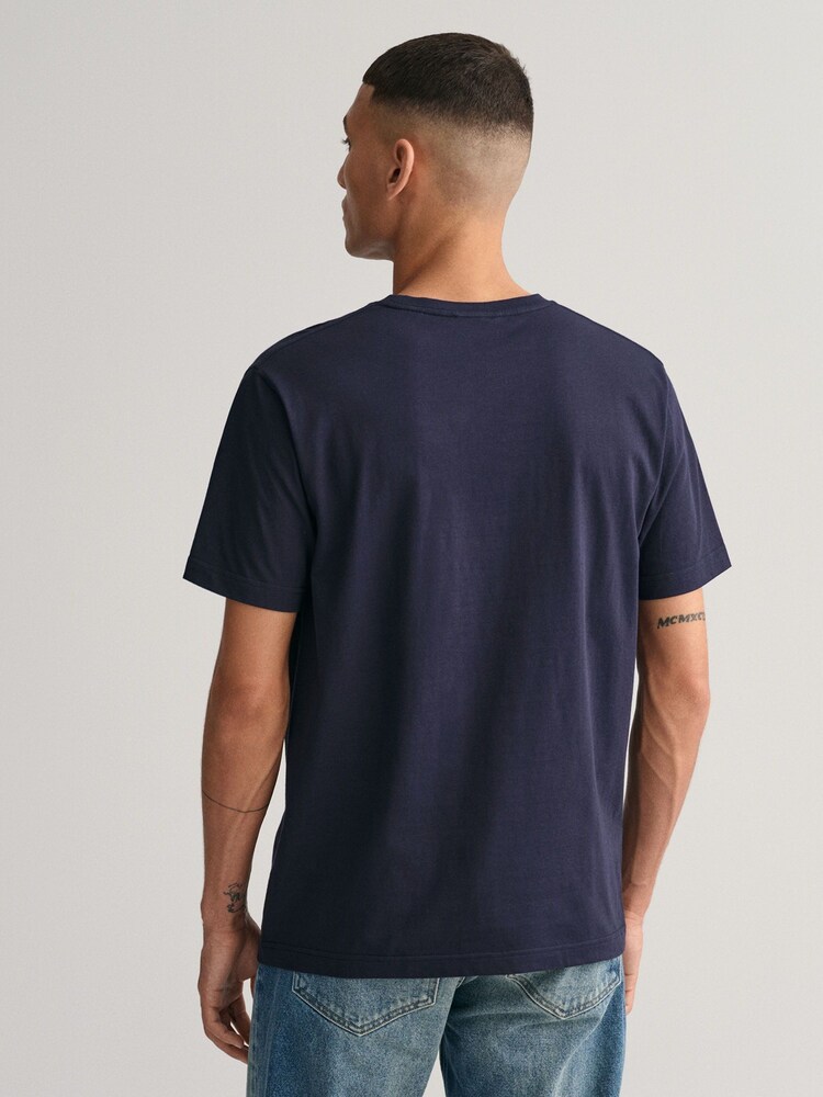 GANT Blue 100% Cotton Embroidered Archive Shield T-Shirt - Image 2 of 5