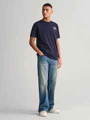 GANT Blue 100% Cotton Embroidered Archive Shield T-Shirt - Image 3 of 5