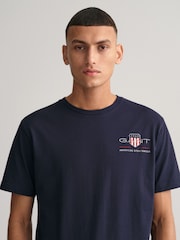 GANT Blue 100% Cotton Embroidered Archive Shield T-Shirt - Image 4 of 5