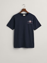GANT Blue 100% Cotton Embroidered Archive Shield T-Shirt - Image 5 of 5