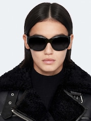 AllSaints Black Sydney Shearl Biker Jacket - Image 2 of 8