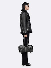 AllSaints Black Sydney Shearl Biker Jacket - Image 5 of 8