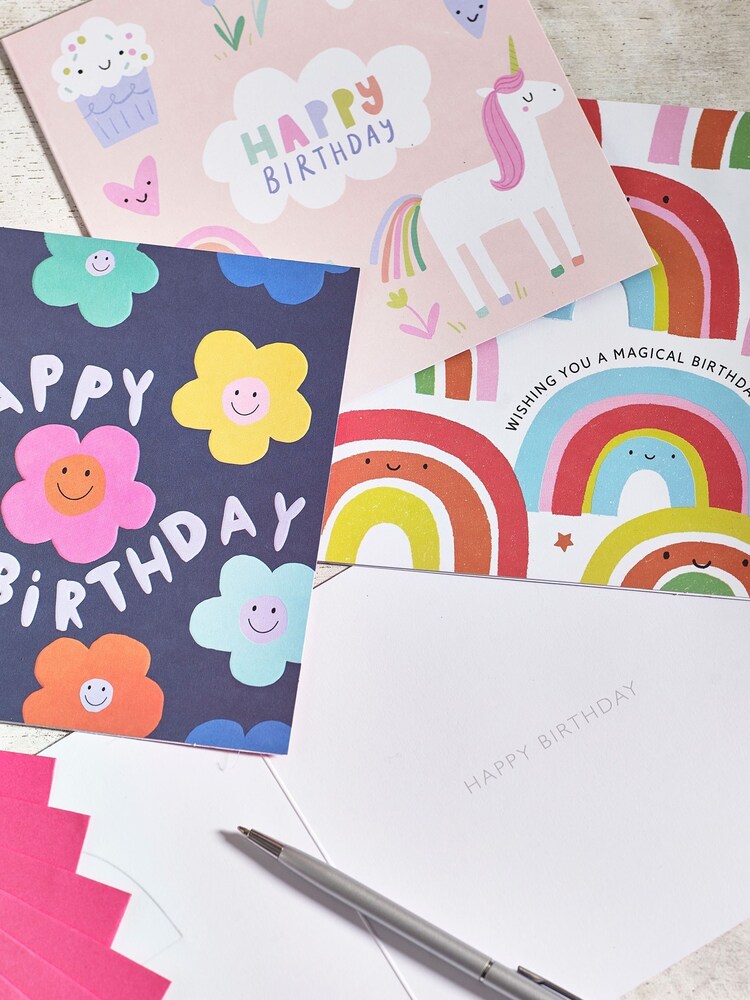 6 Pack Pink Girls Birthday Cards - Image 2 of 4