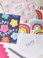 6 Pack Pink Girls Birthday Cards - Image 3 of 4