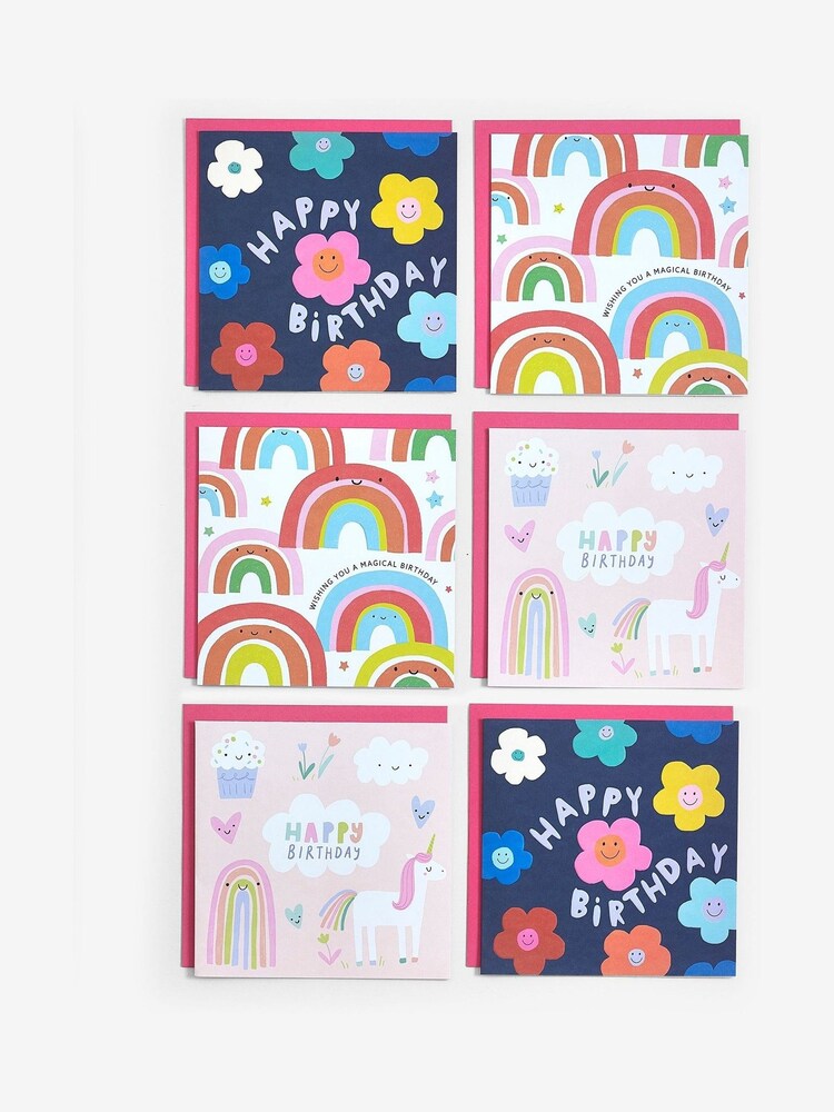 6 Pack Pink Girls Birthday Cards - Image 4 of 4
