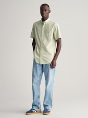 GANT Green Regular Fit Poplin Short Sleeve 100% Cotton Shirt - Image 3 of 4