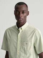 GANT Green Regular Fit Poplin Short Sleeve 100% Cotton Shirt - Image 4 of 4