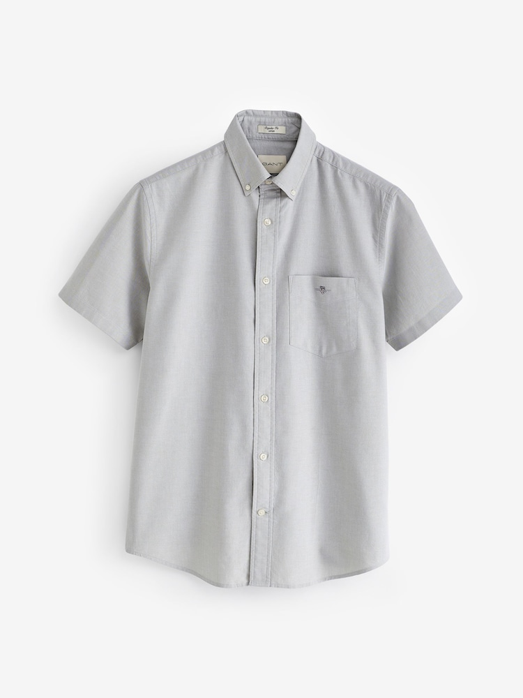 GANT Green Regular Fit Oxford Short Sleeve 100% Cotton Shirt - Image 5 of 5