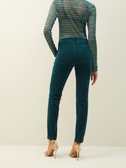 Teal Blue Velvet Skinny Jeans - Image 2 of 6