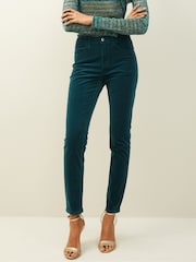 Teal Blue Velvet Skinny Jeans - Image 3 of 6