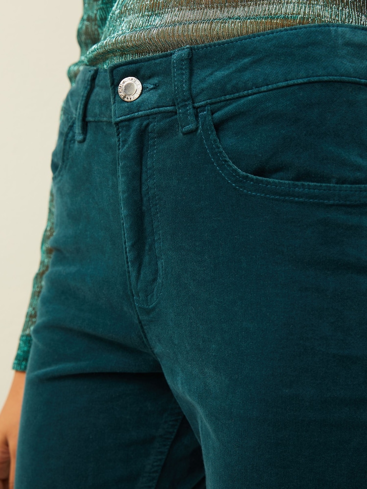 Teal Blue Velvet Skinny Jeans - Image 4 of 6